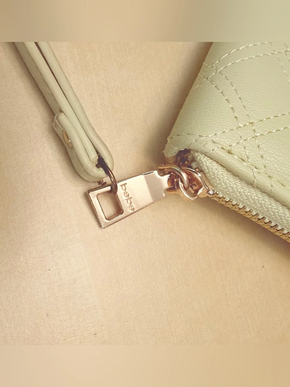 BEBE Yellow Quilted Wristlet Wallet with Gold Accents